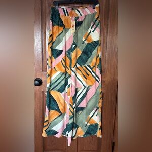 NEW! Multicolor Abstract Wide Leg Pants